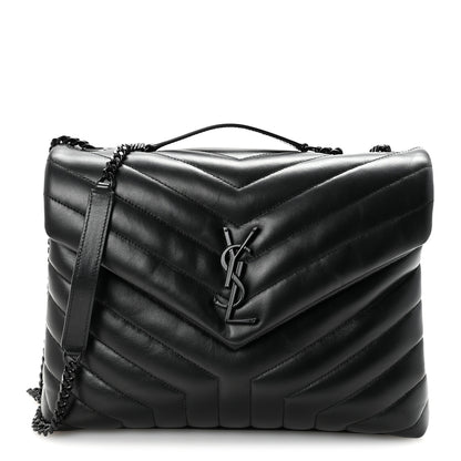 Saint Laurent Calfskin Y Quilted Monogram Monochrome Medium Loulou Chain Satchel Black 1 of 10