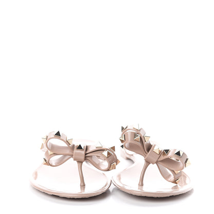 Valentino Garavani PVC Jelly Rockstud Bow Thong Sandals 39 Poudre 2 of 7