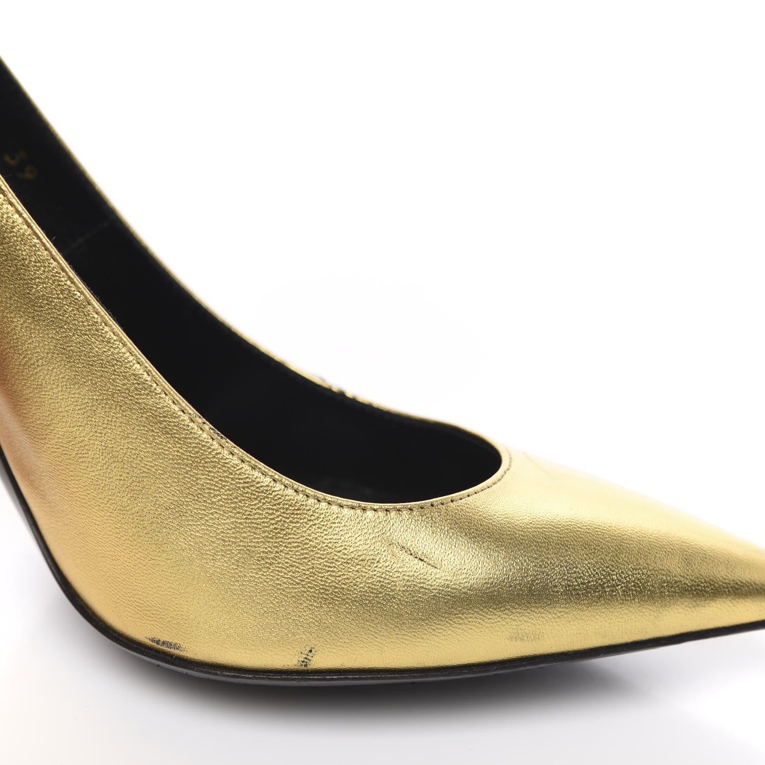 Saint Laurent Calfskin Opyum 100 Pumps 39 Gold 9 of 11