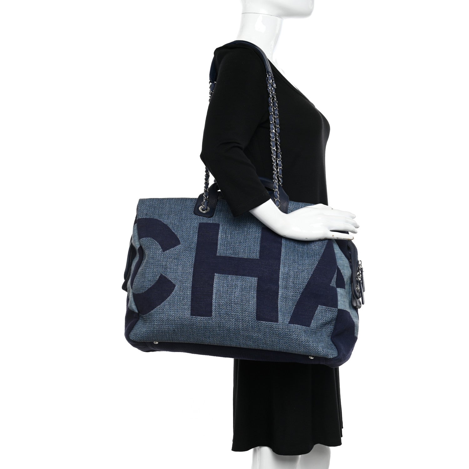 Chanel Canvas Maxi Bowling Bag Blue 2 of 11
