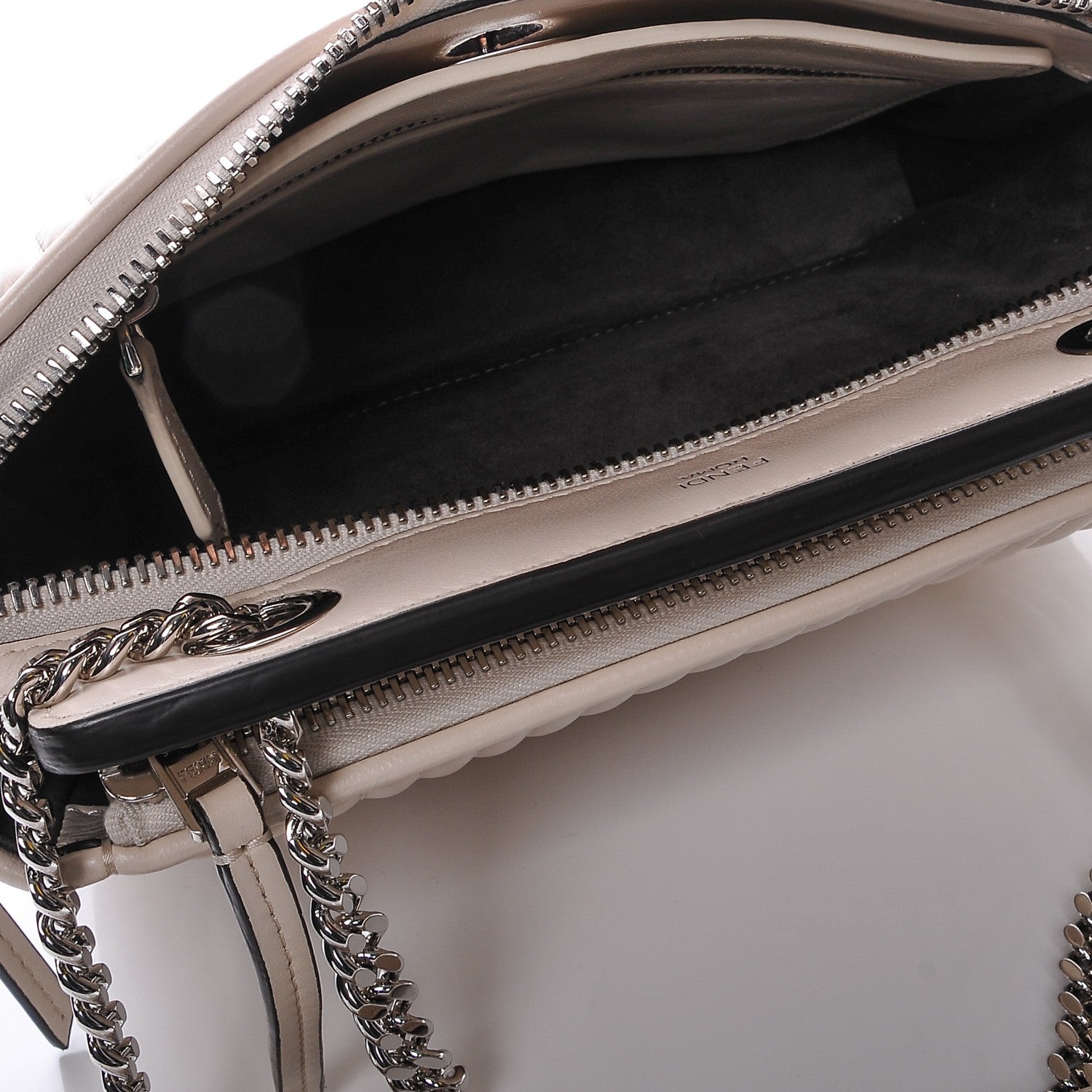 Fendi Shiny Nappa Trapuntata Small DotCom Click Chain Satchel Camelia 5 of 7