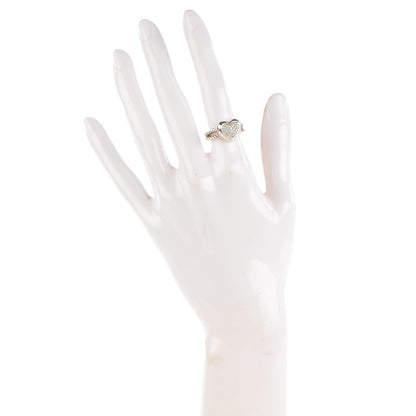 David Yurman Sterling Silver Pave Diamond 13mm Heart Cable Ring 49 5 2 of 5