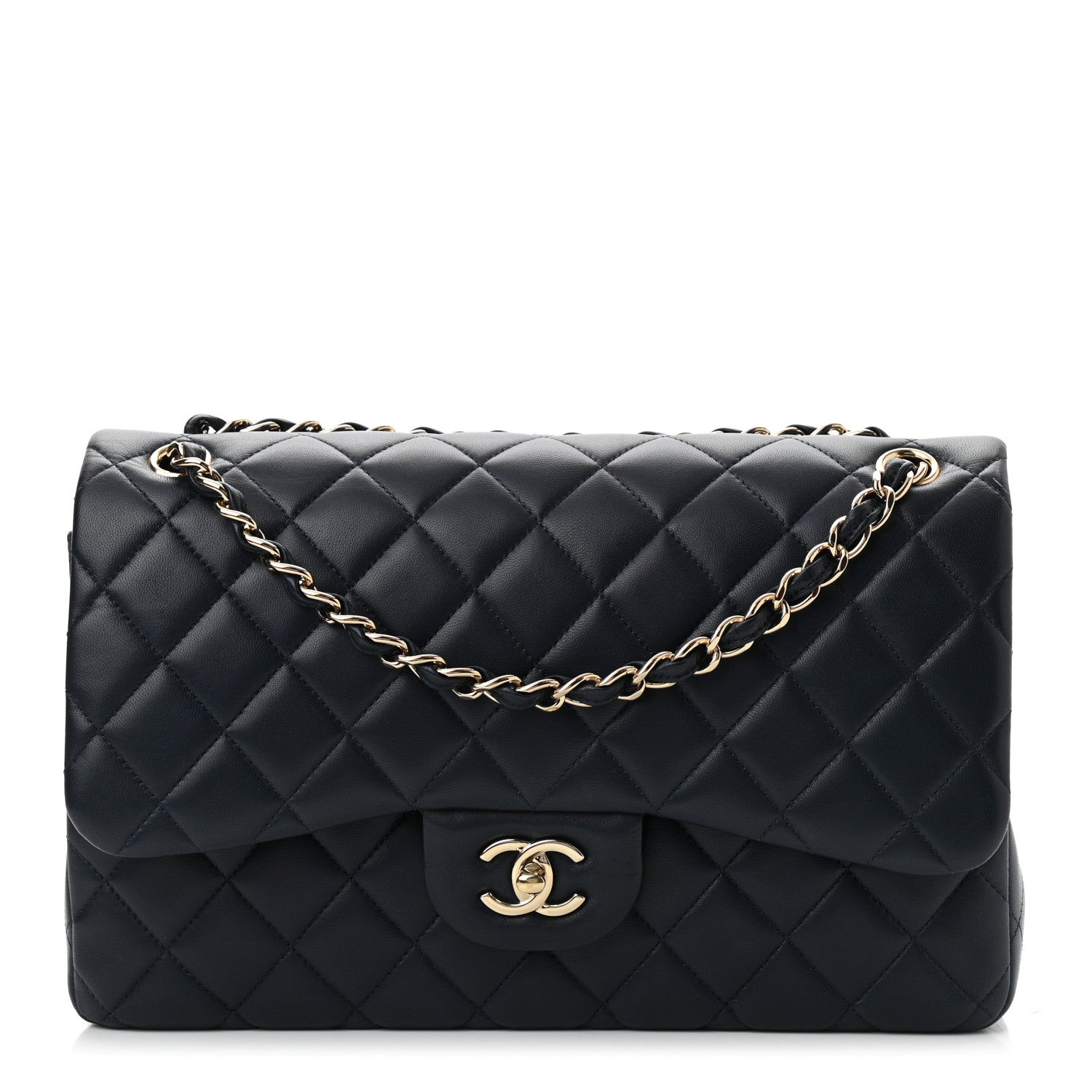 Chanel Lambskin Quilted Jumbo Double Flap Navy Blue 1 of 11