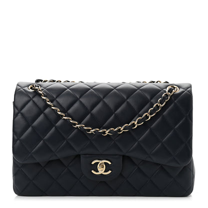 Chanel Lambskin Quilted Jumbo Double Flap Navy Blue 1 of 11