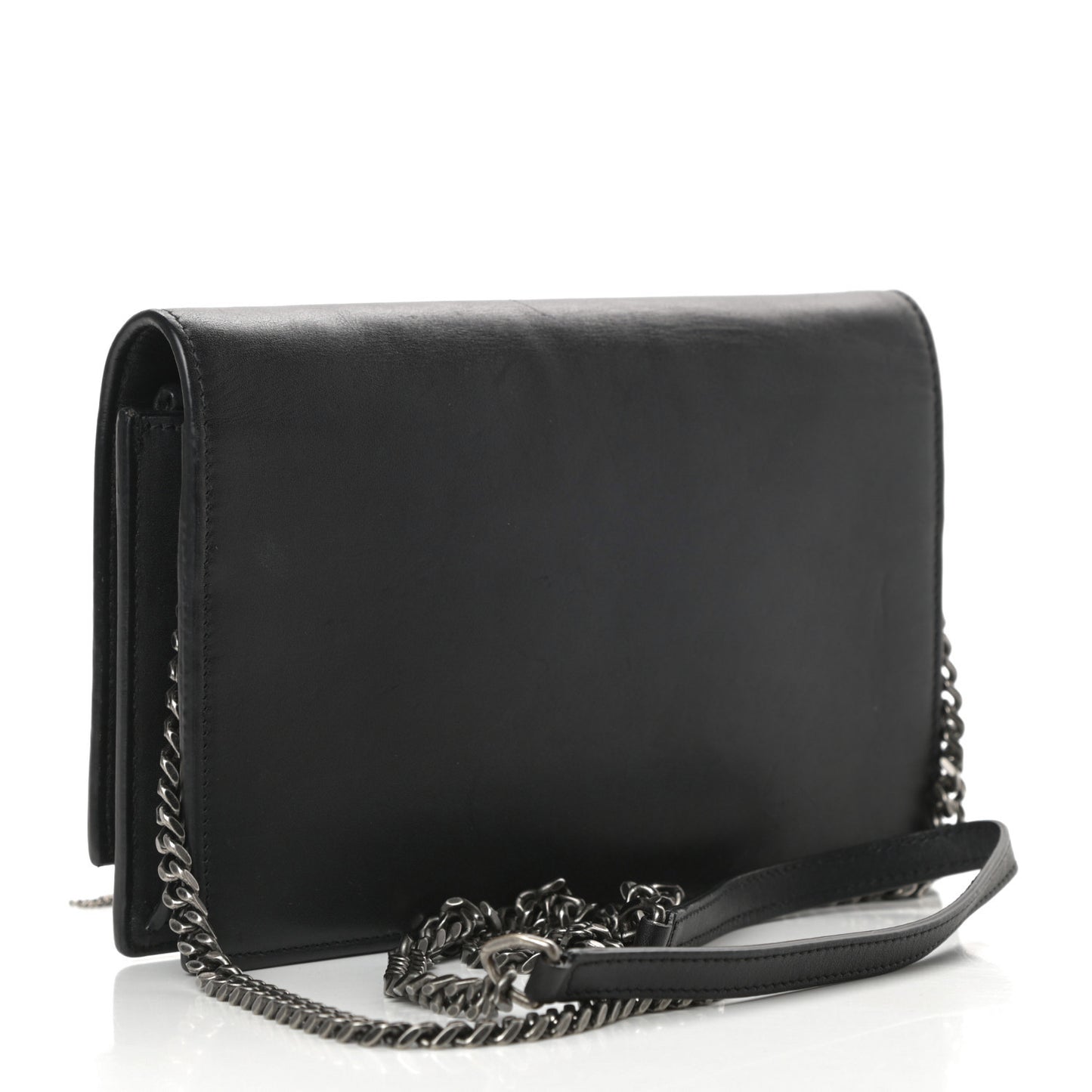 Smooth Calfskin Classic Monogram Pins Kate Tassel Chain Wallet Black