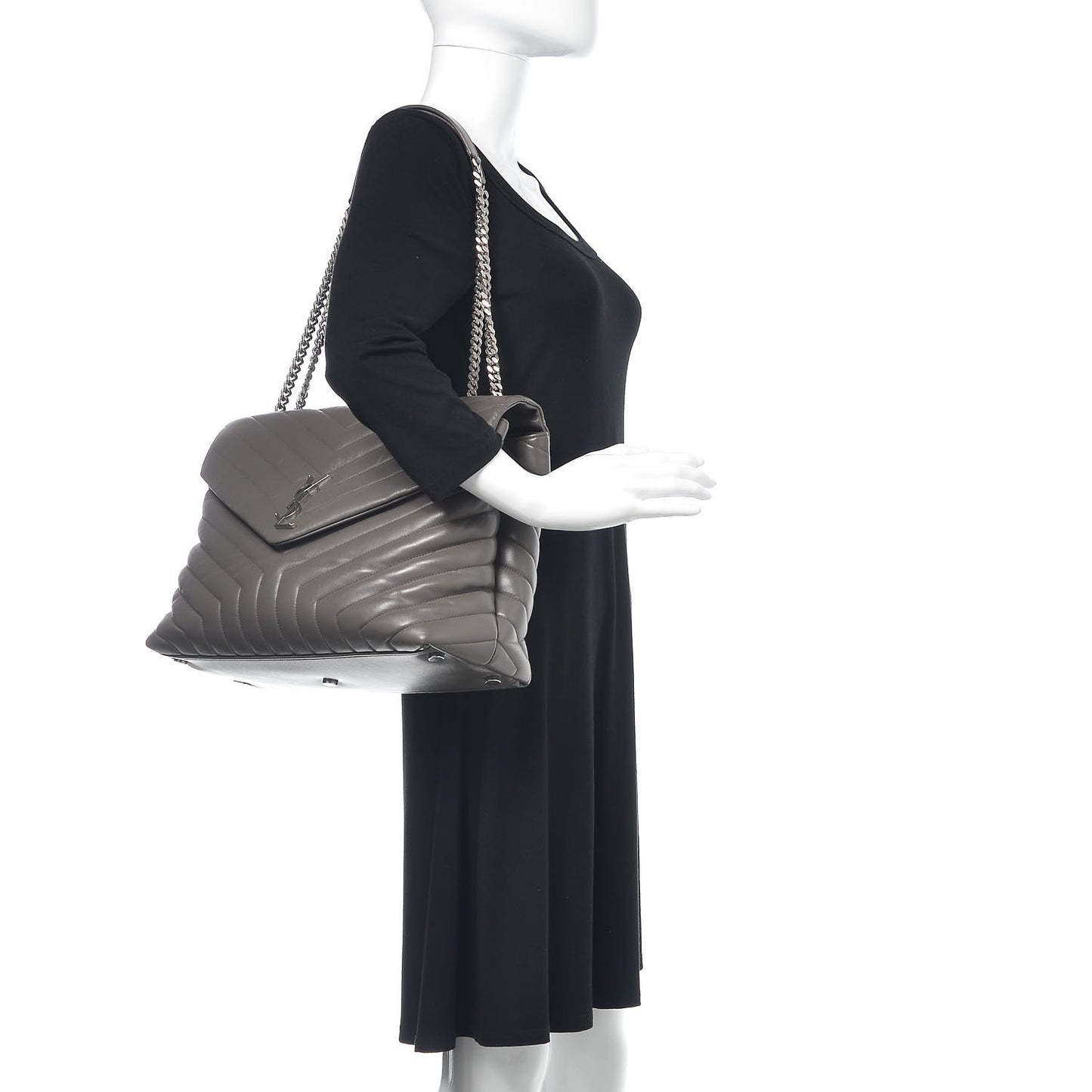 Calfskin Y Quilted Monogram Large Loulou Chain Satchel Earth