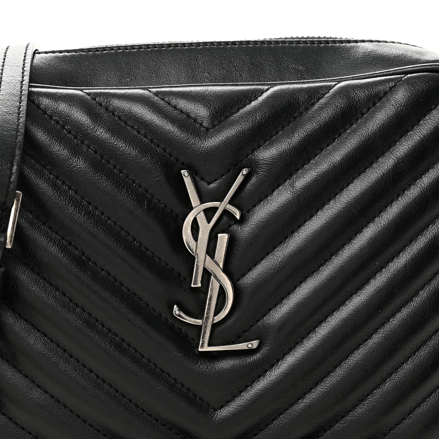 Saint Laurent Calfskin Matelasse Monogram Lou Camera Bag Black 8 of 11