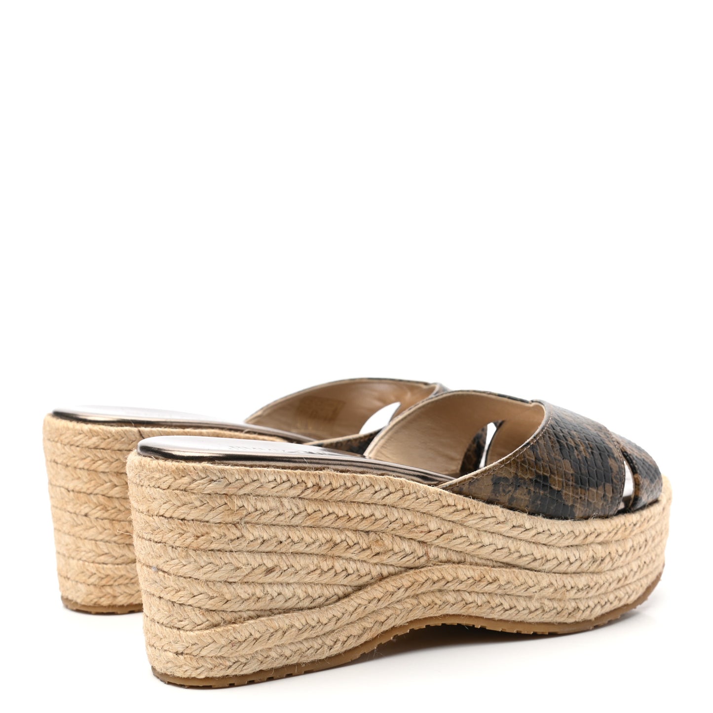 Snakeskin Prima Espadrille Wedge Sandals 38 Brown