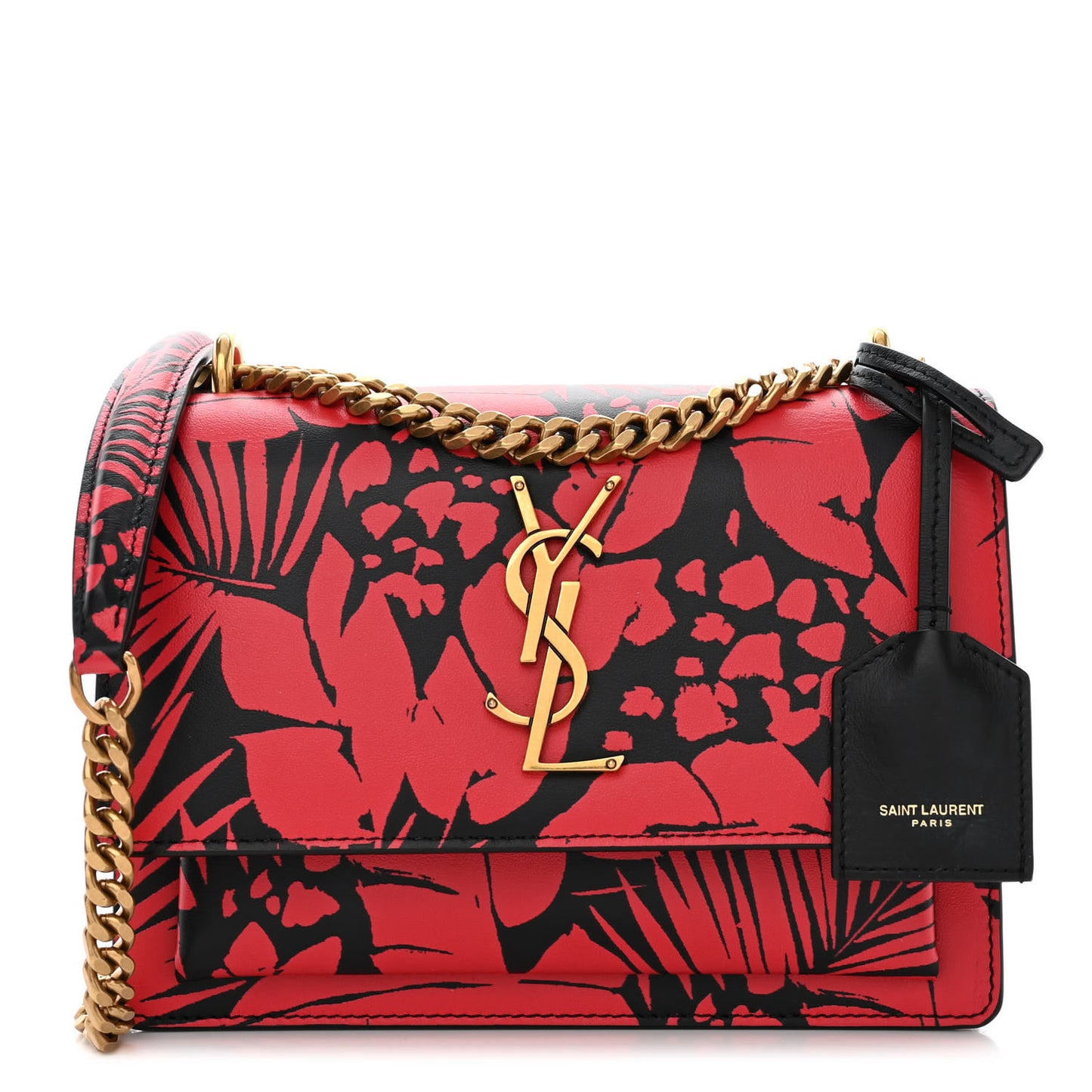 Calfskin Small Monogram Sunset Tropical Print Red Black
