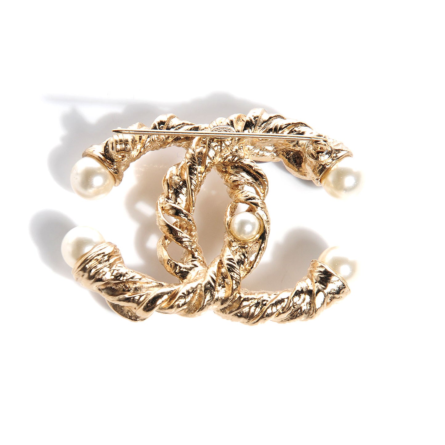 Pearl Stones CC Brooch Gold