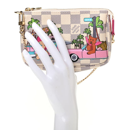 Louis Vuitton Damier Azur 2021 Christmas Animation Hollywood Mini Pochette Accessories Fuchsia 2 of 7