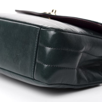 Chanel Shiny Lambskin Quilted Small Chevron Miroir Dark Green 7 of 10