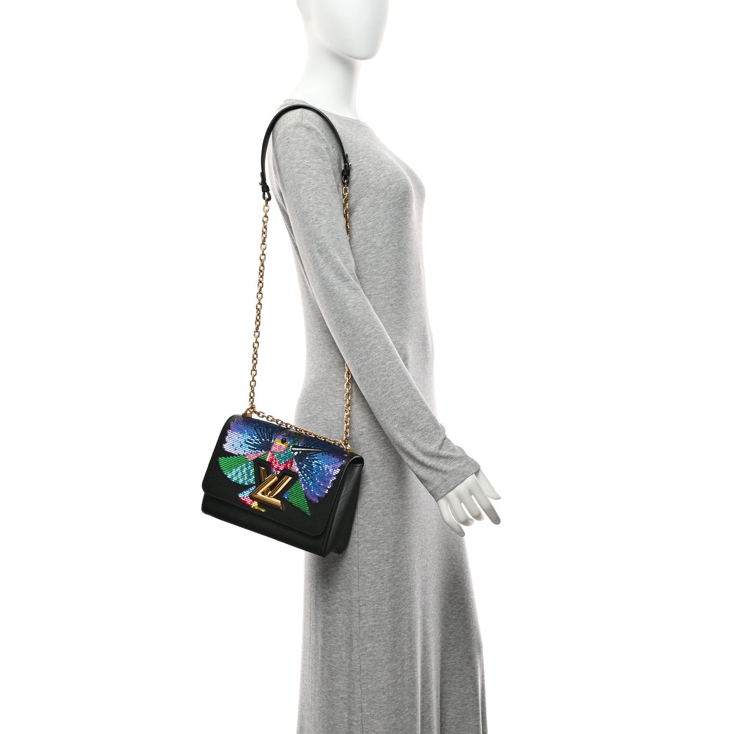 Louis Vuitton Epi Sequin Bird Twist Shoulder Bag MM Black 2 of 10