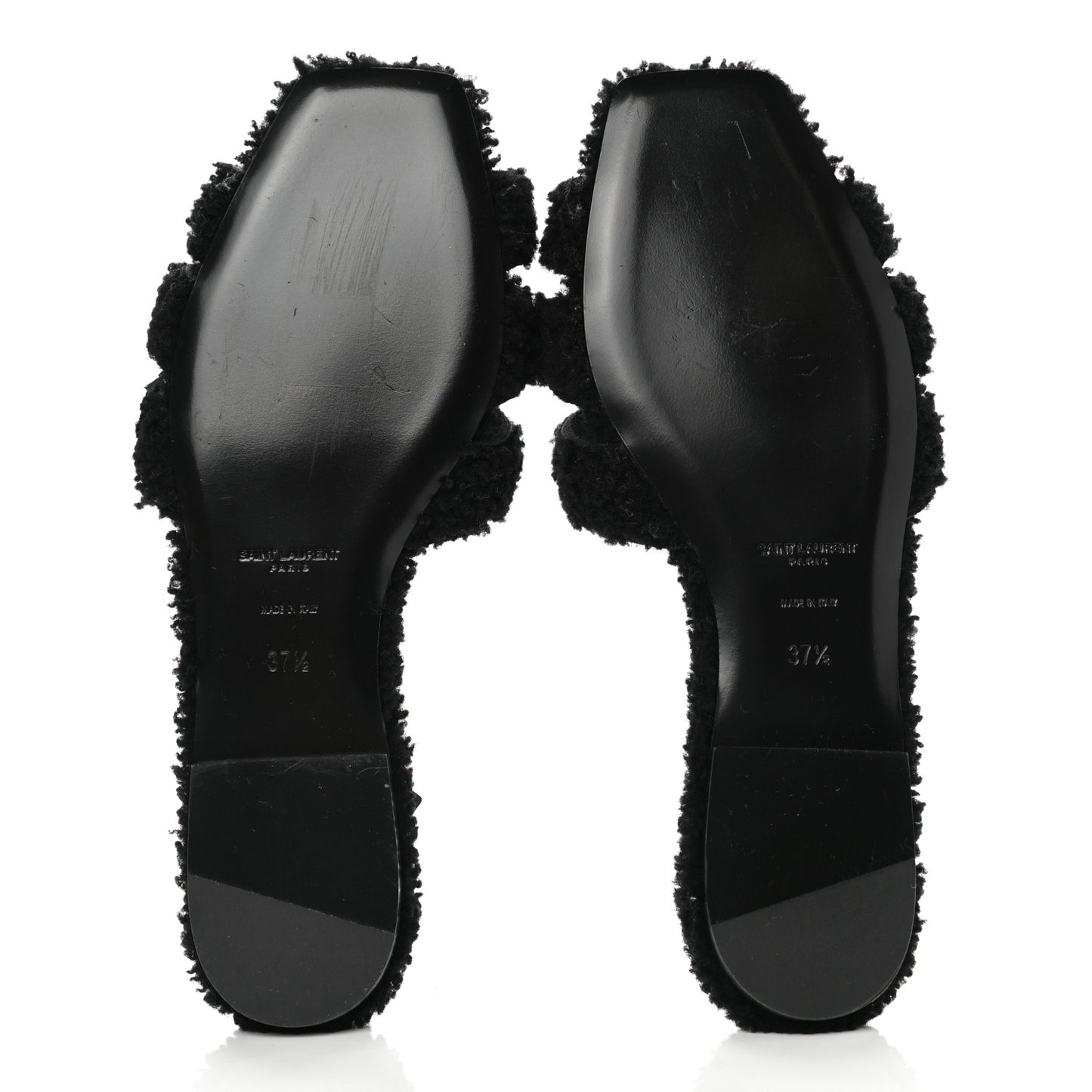 Shearling Tribute Flat Mules 37.5 black