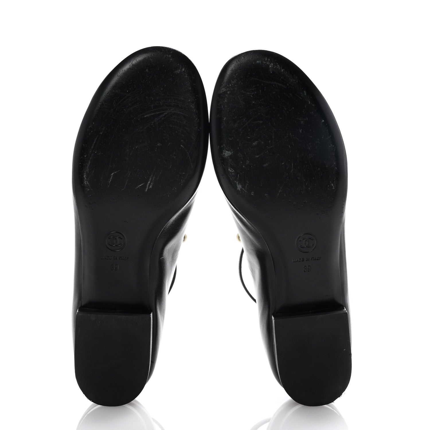 Chanel Goatskin Pearl Mary Janes Flats 39 Black 6 of 8