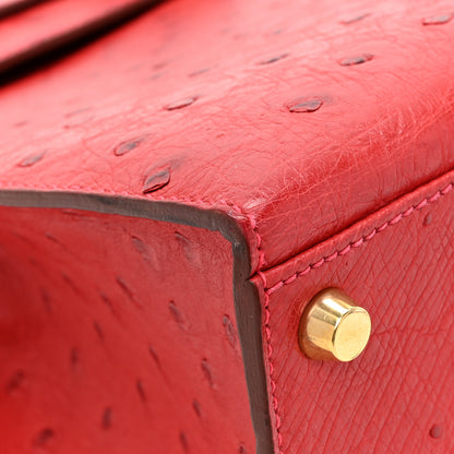 Hermes Ostrich Kelly Sellier 32 Rouge Vif 13 of 16