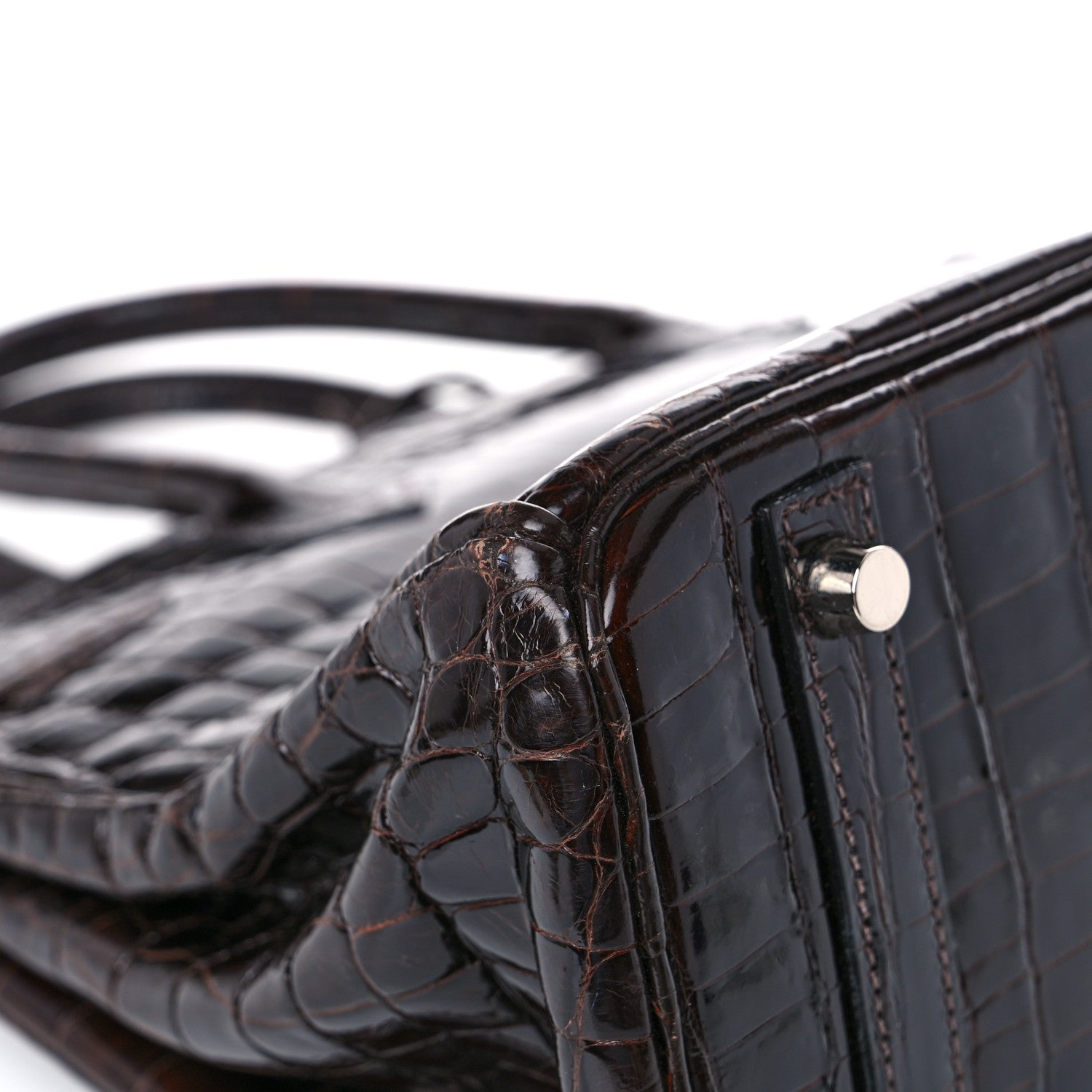 Hermes Shiny Niloticus Crocodile Birkin 30 Havane 10 of 13