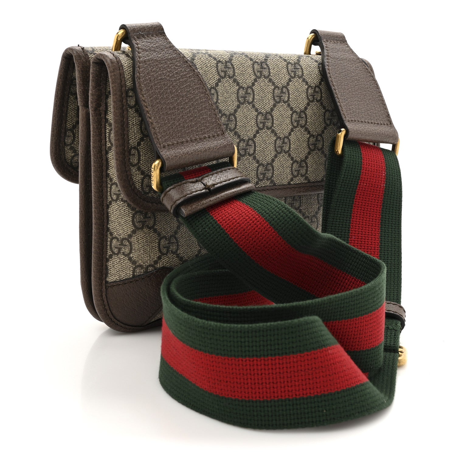 Gucci GG Supreme Monogram Web Small Neo Vintage Double Flap Messenger Bag Beige New Acero 4 of 25