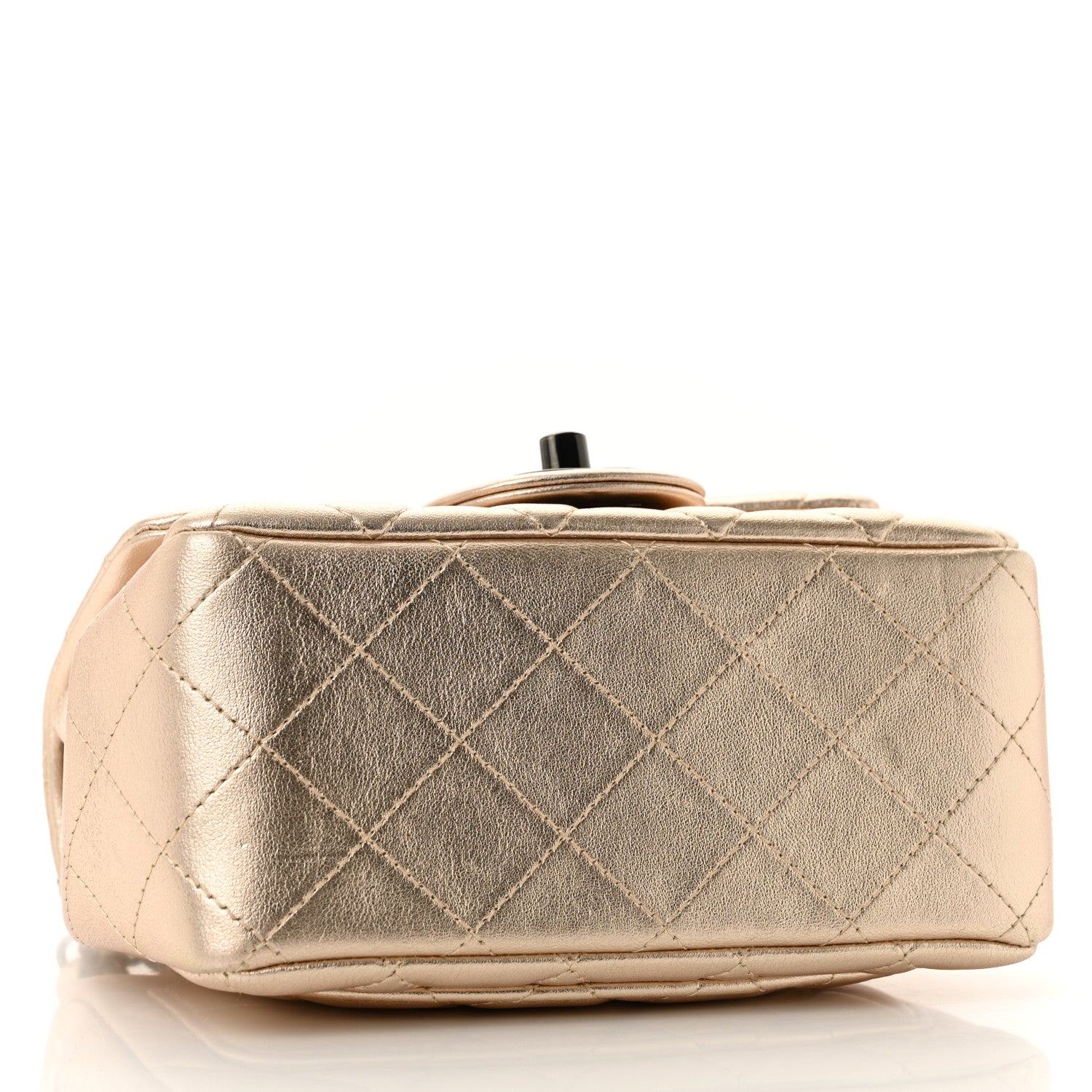 Chanel Metallic Lambskin Quilted Mini Square Flap Gold Black 4 of 12