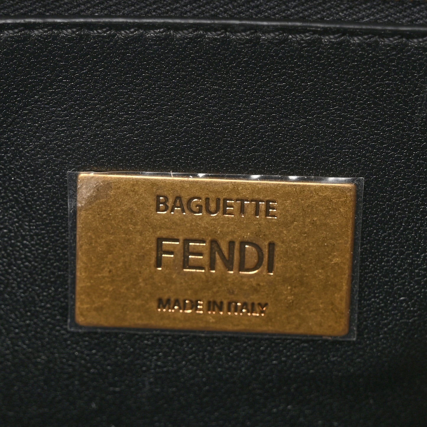 Nappa Small FF Embossed Midi Chain Baguette Black