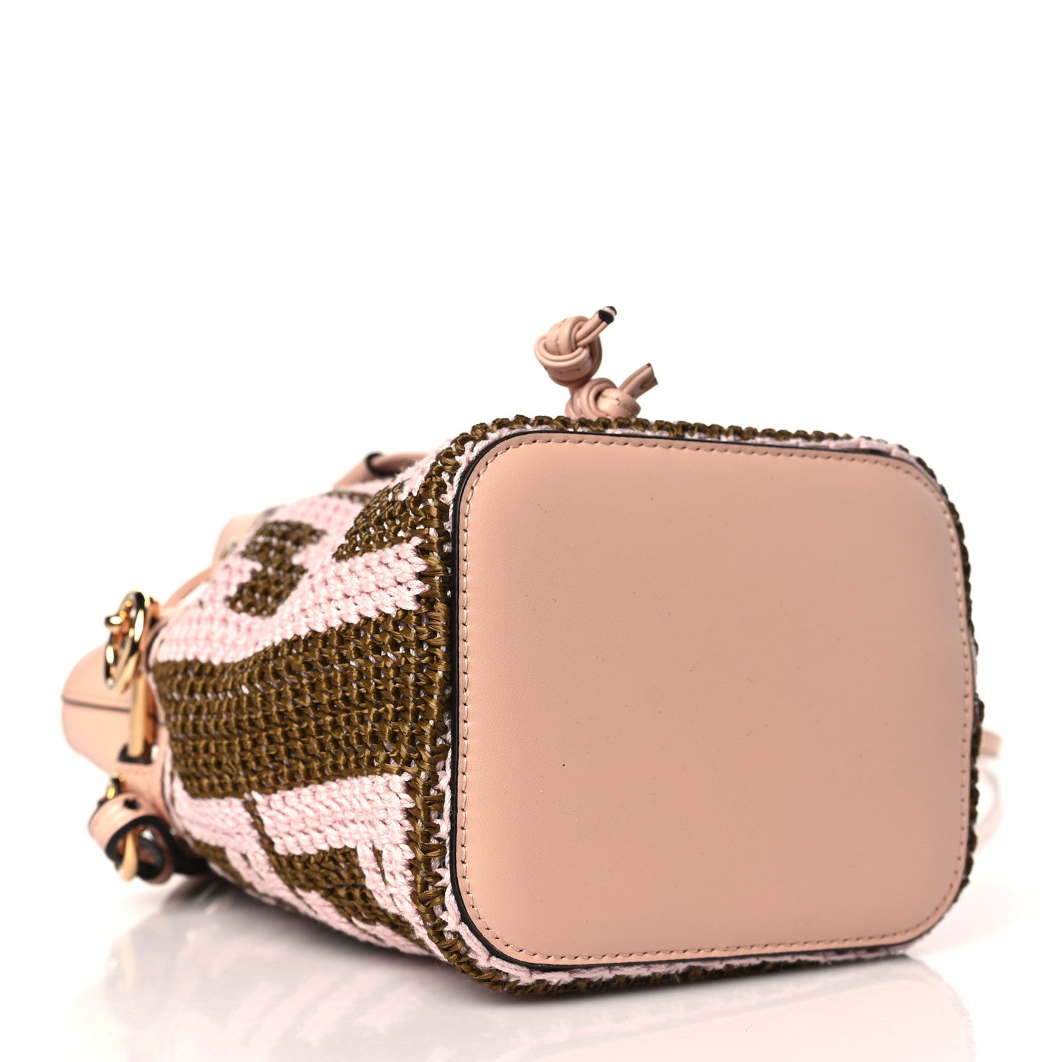 Fendi Raffia Vitello King F is Fendi FF Crochet Mini Mon Tresor Bucket Bag Natural Light Rose 4 of 9