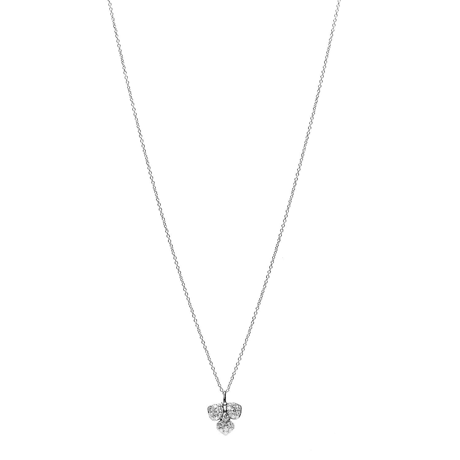 Tiffany Platinum Diamond Petal Flower Necklace 1 of 6