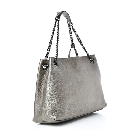 Gucci Metallic Pebbled Calfskin Medium Soho Chain Shoulder Bag Sasso 2 of 14