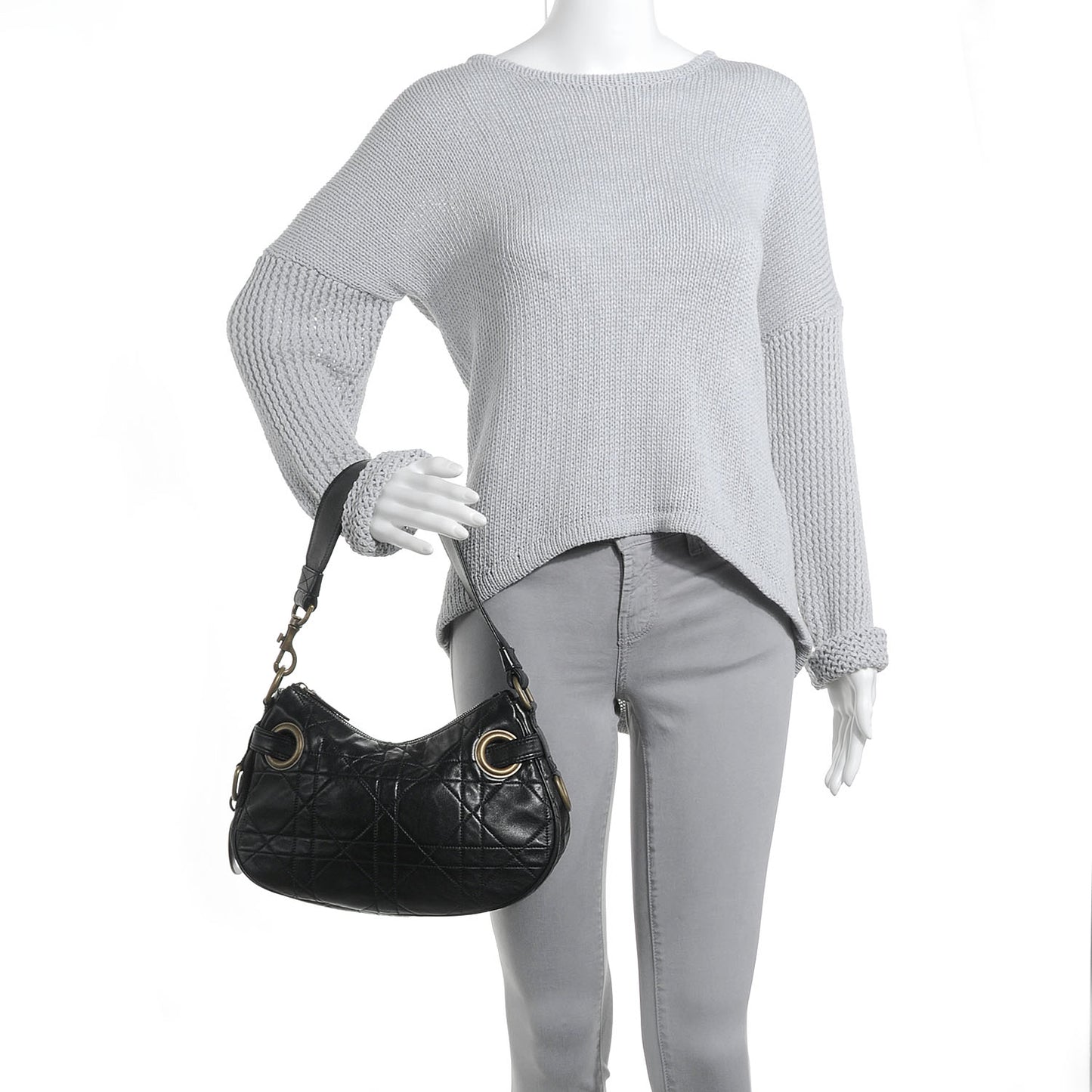 Lambskin Cannage Small Hobo Black
