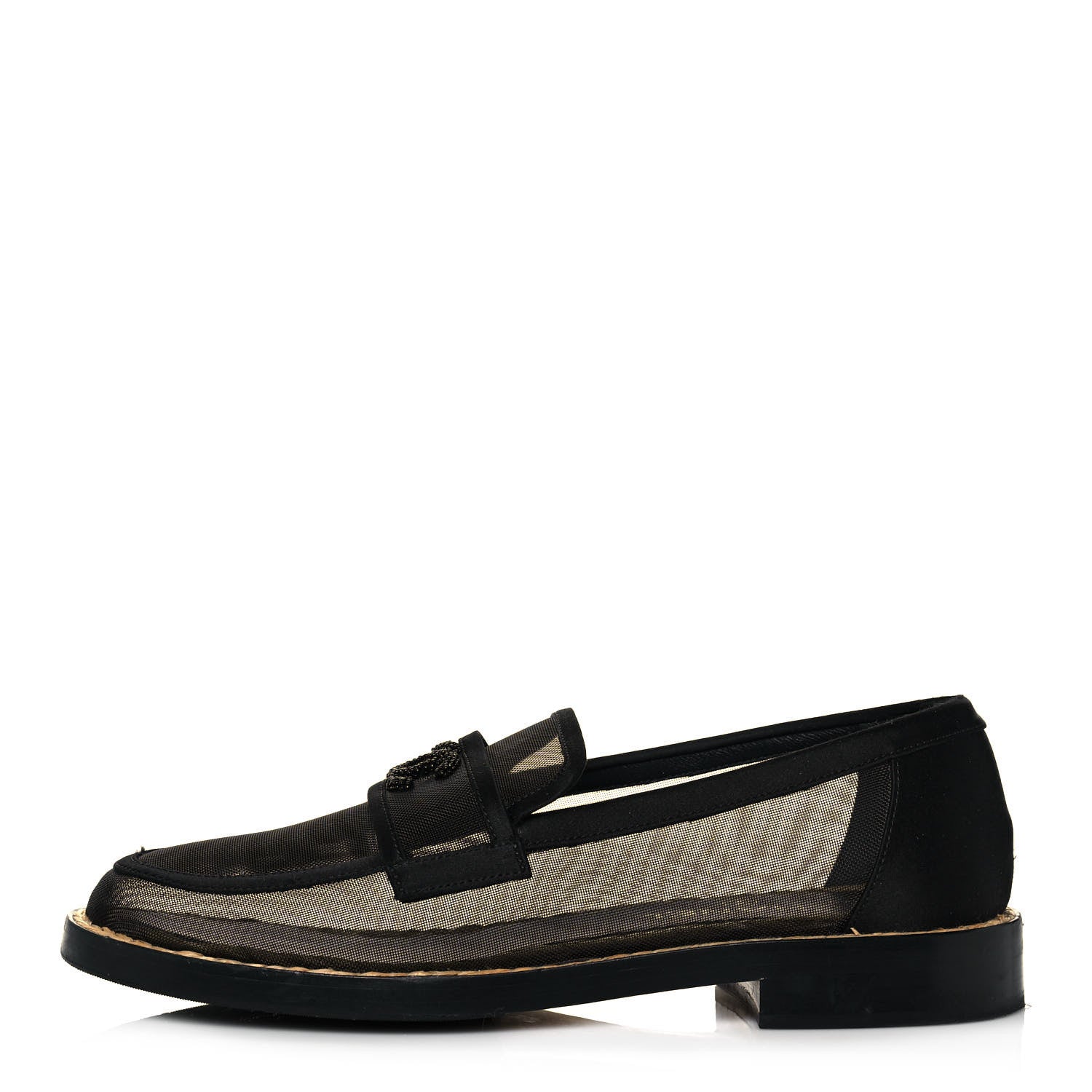 Chanel Mesh Satin CC Loafers 37 Black 1 of 8