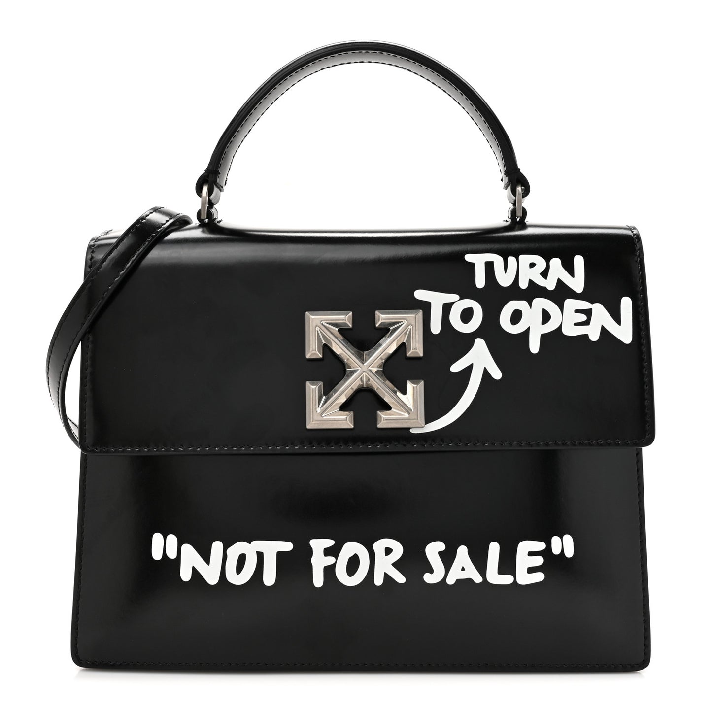 Calfskin Jitney 2.8 Not For Sale Top Handle Bag Black White