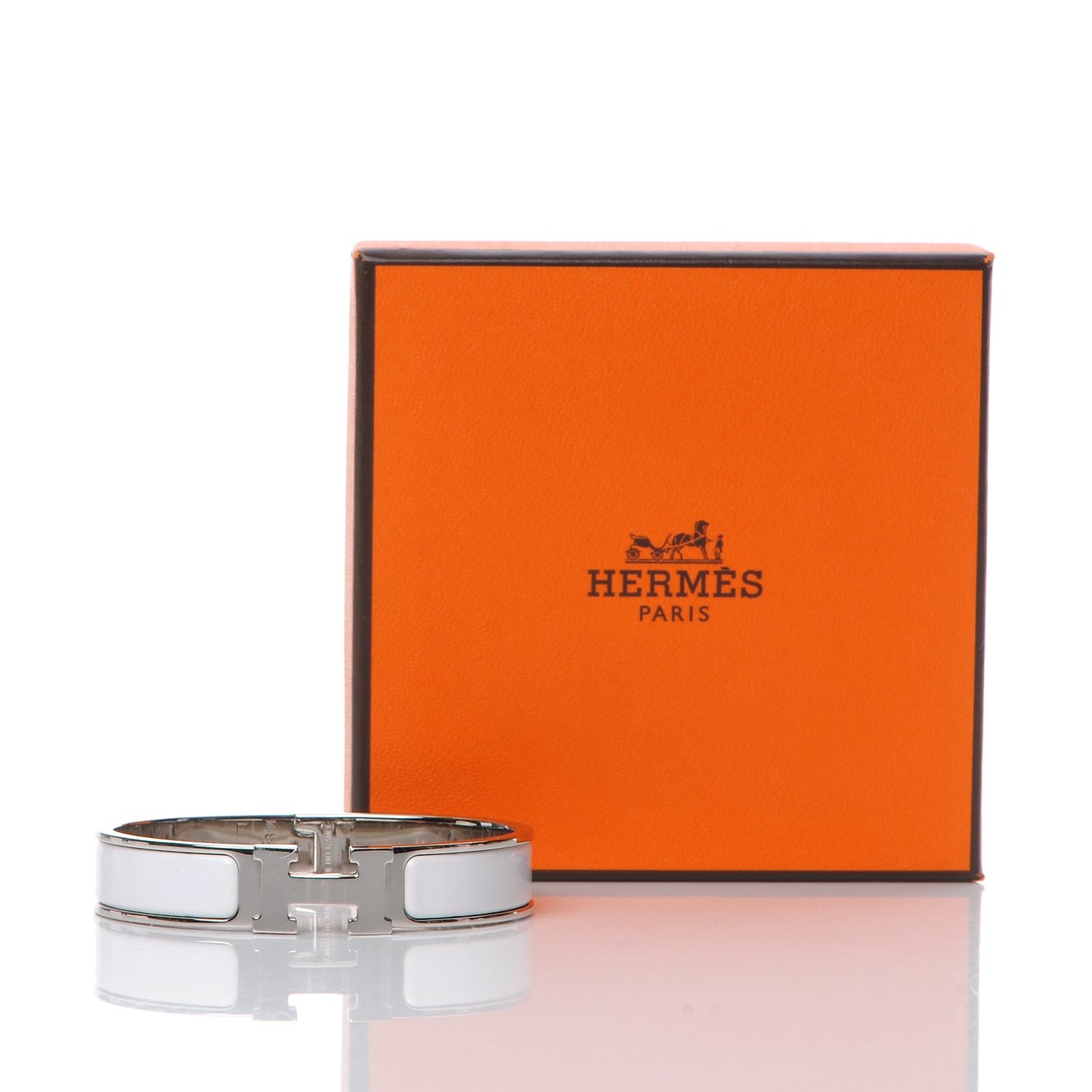 Enamel Narrow Clic Clac H Bracelet PM White