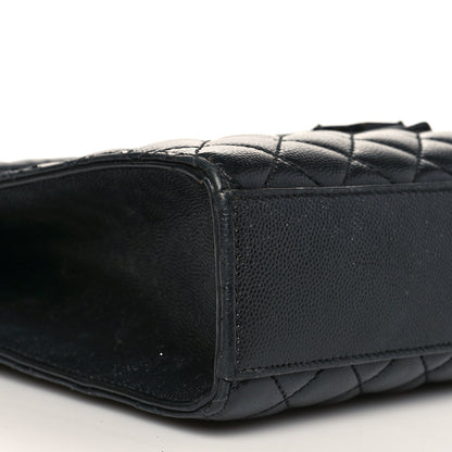 Saint Laurent Grain De Poudre Textured Mixed Matelasse Large Triquilt Monogram Monochrome Satchel Black 9 of 12