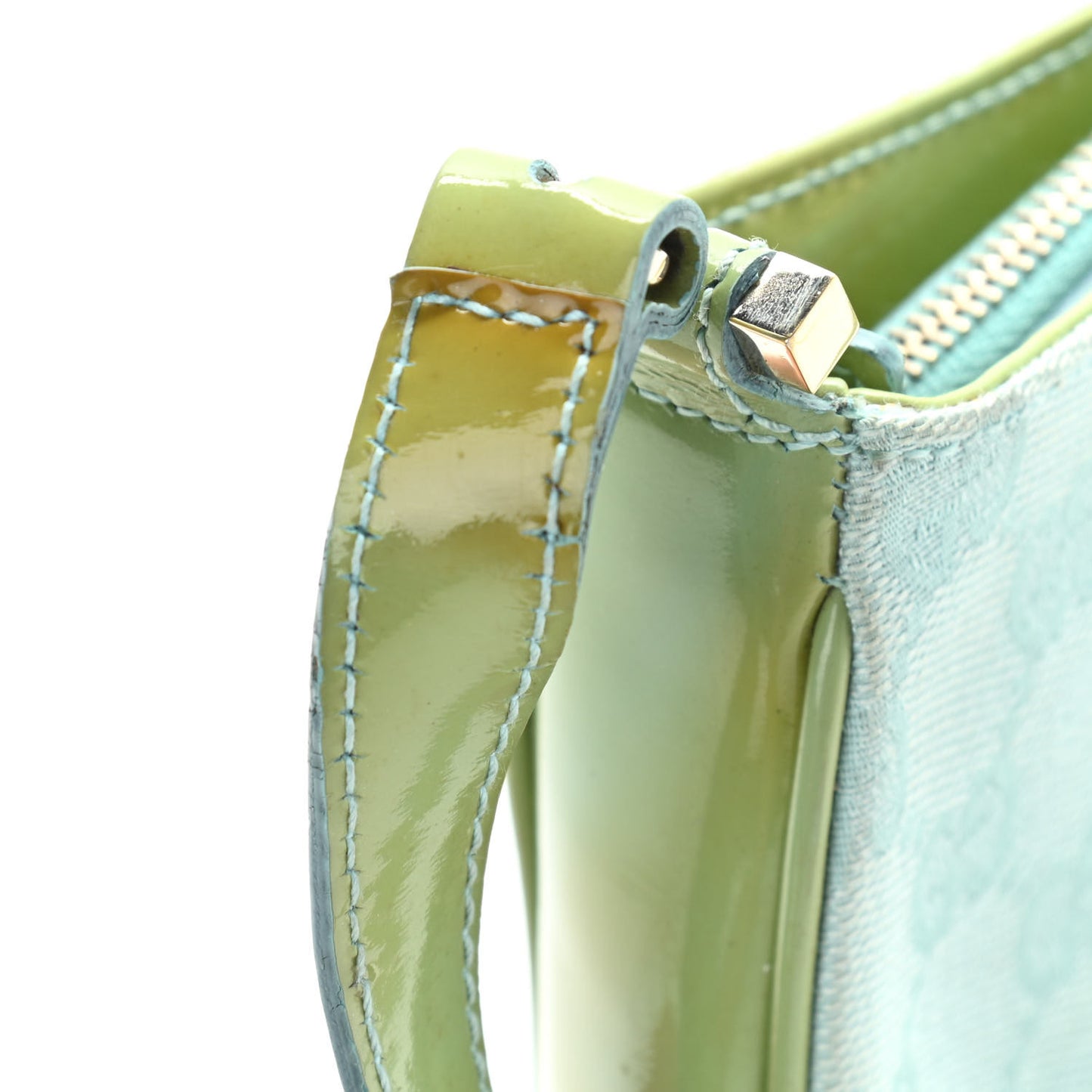 Canvas Patent Monogram Shoulder Bag Green Blue