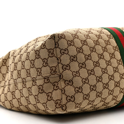 Gucci GG Monogram Web Large Giglio Tote Beige Brown 10 of 14