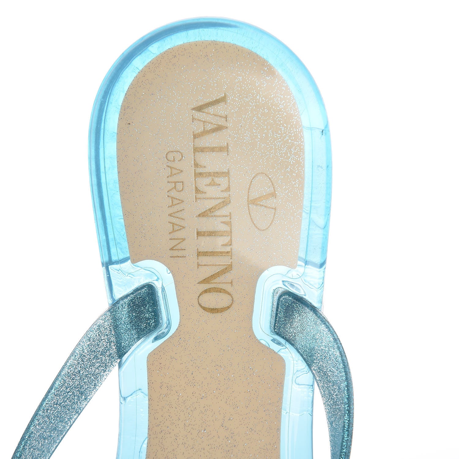 Valentino Garavani PVC Jelly Glitter Rockstud Bow Thong Sandals 36 Cerulean 6 of 8