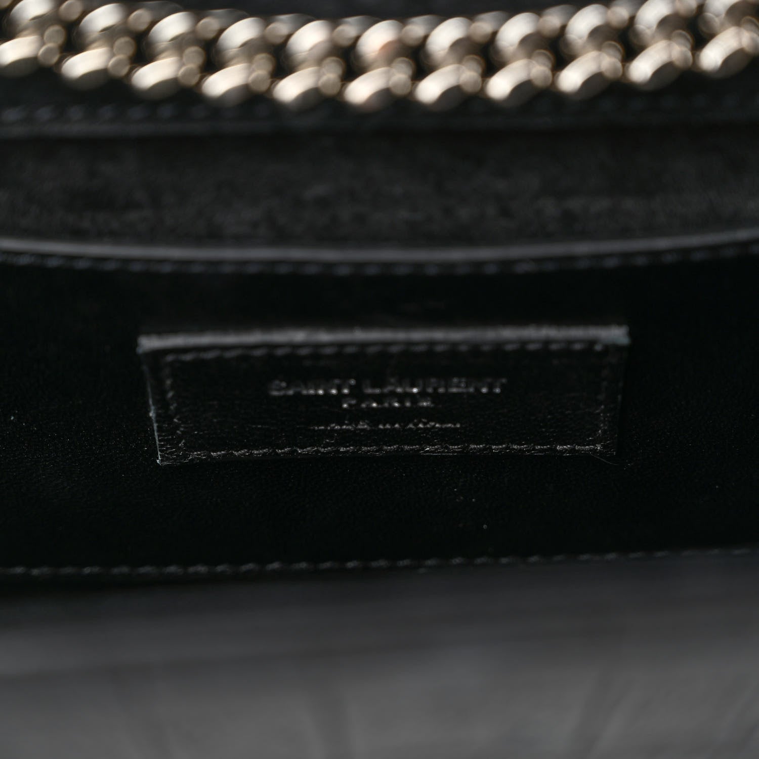 Saint Laurent Calfskin Crocodile Embossed Medium Classic Monogram Kate Tassel Satchel Black 6 of 11