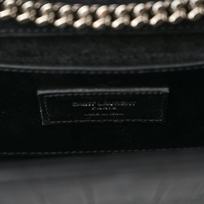 Saint Laurent Calfskin Crocodile Embossed Medium Classic Monogram Kate Tassel Satchel Black 6 of 11