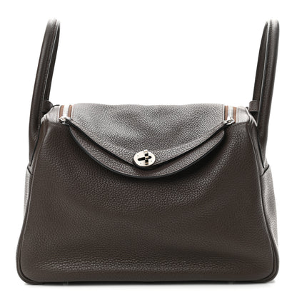 Hermes Taurillon Clemence Lindy 30 Chocolate 1 of 10