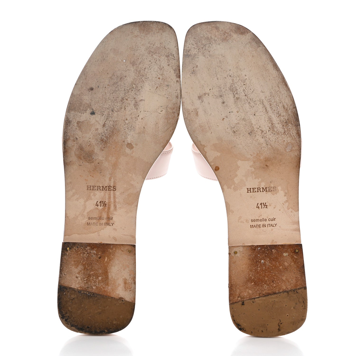 Hermes Box Calfskin Oran Sandals 41.5 Rose Pale 6 of 10