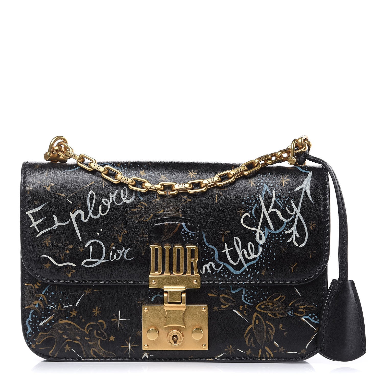 Christian Dior Lambskin Hand Painted Small Dioraddict Flap Bag Black 1 of 9