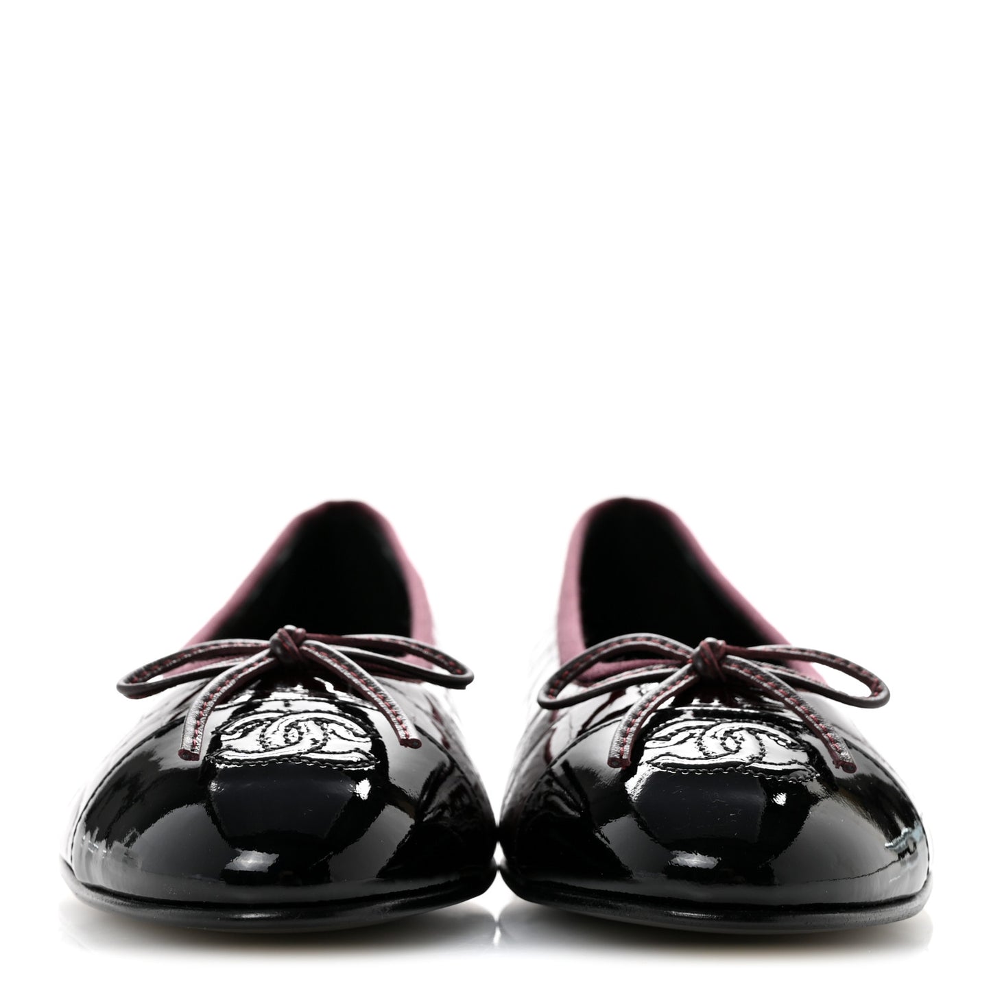 Crocodile Embossed Patent Cap Toe Ballerina Flats 38.5 Dark Burgundy Black