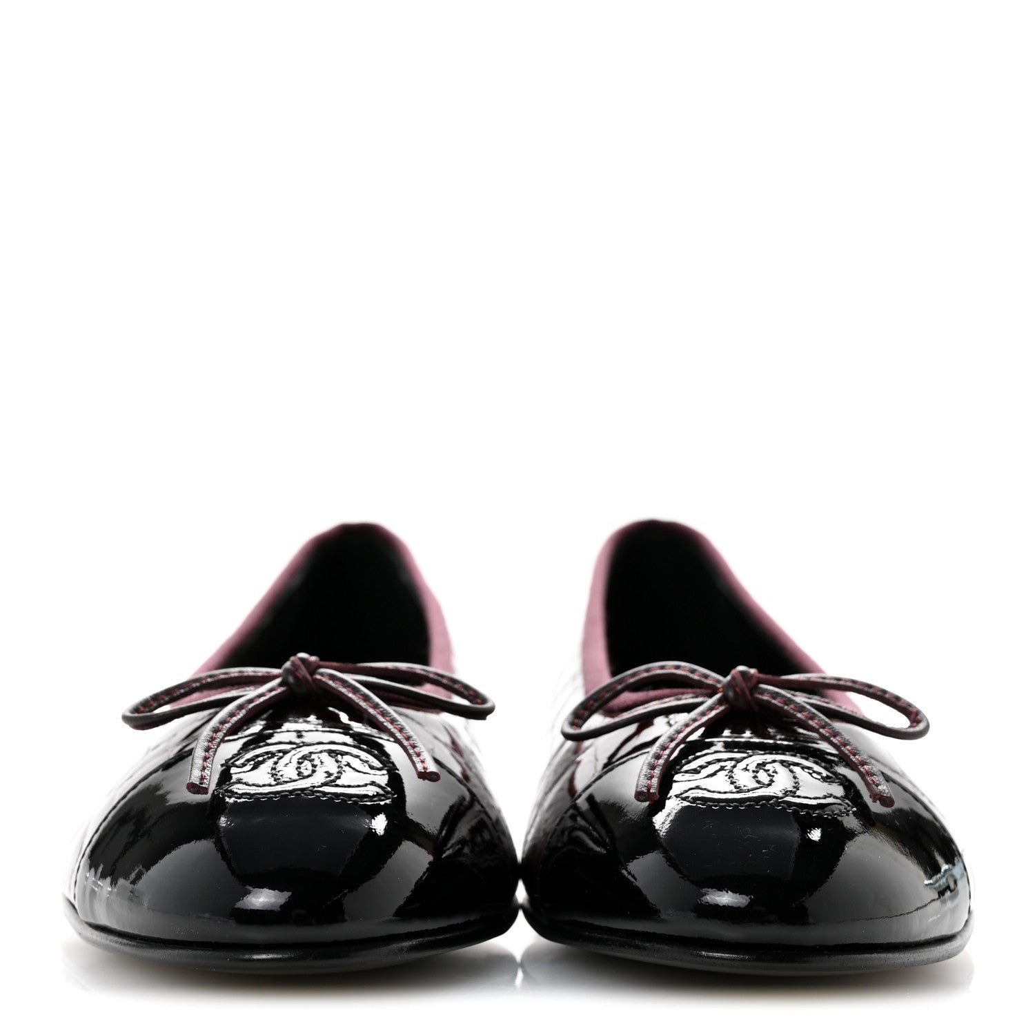 Chanel Crocodile Embossed Patent Cap Toe Ballerina Flats 38.5 Dark Burgundy Black 3 of 10