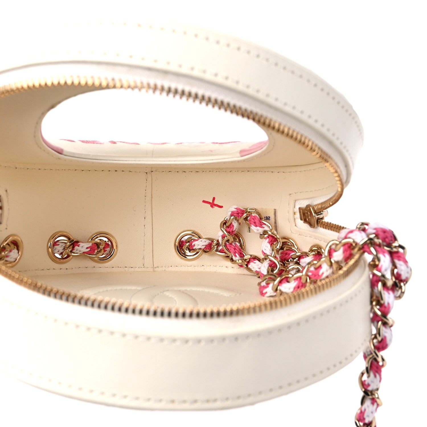 Chanel Lambskin Coco Lifesaver Round Bag Pink White 5 of 11