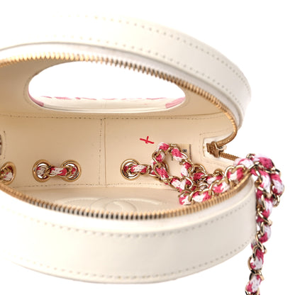 Chanel Lambskin Coco Lifesaver Round Bag Pink White 5 of 11