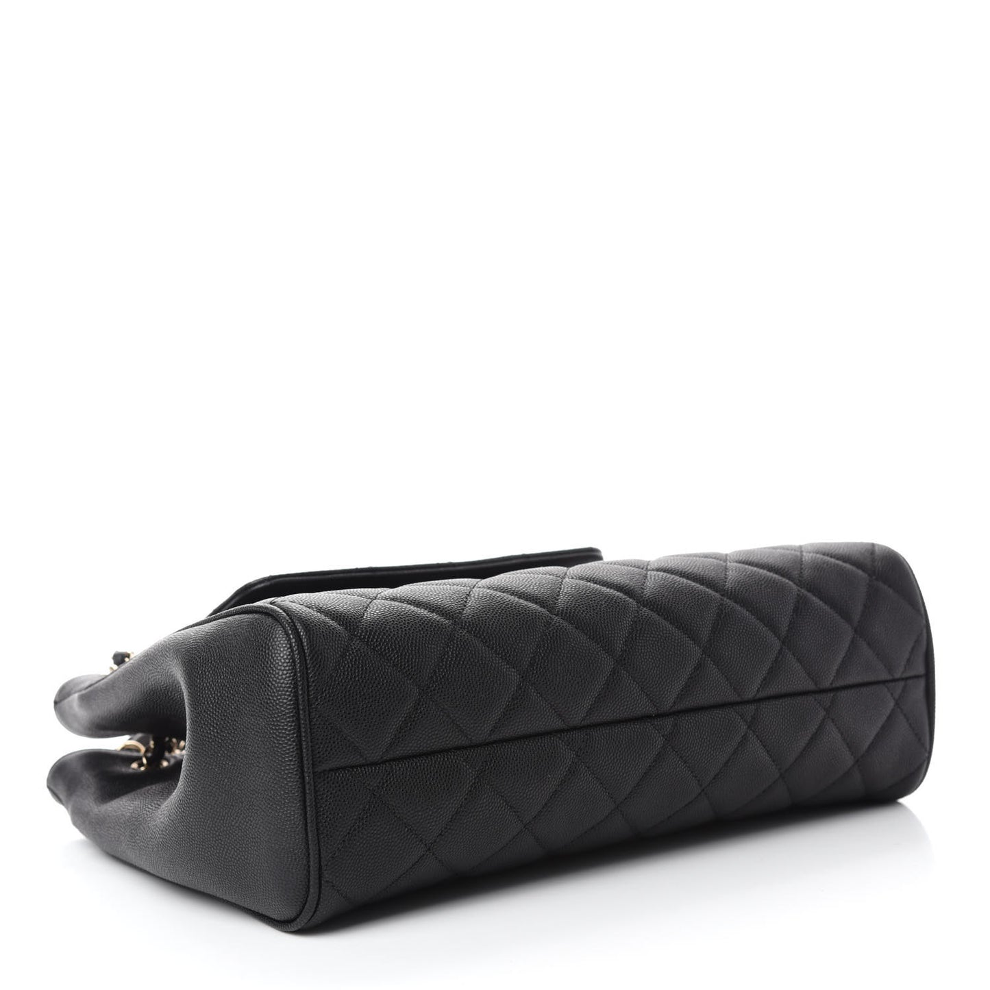 Caviar Quilted In Out Flap Shopping Tote Black