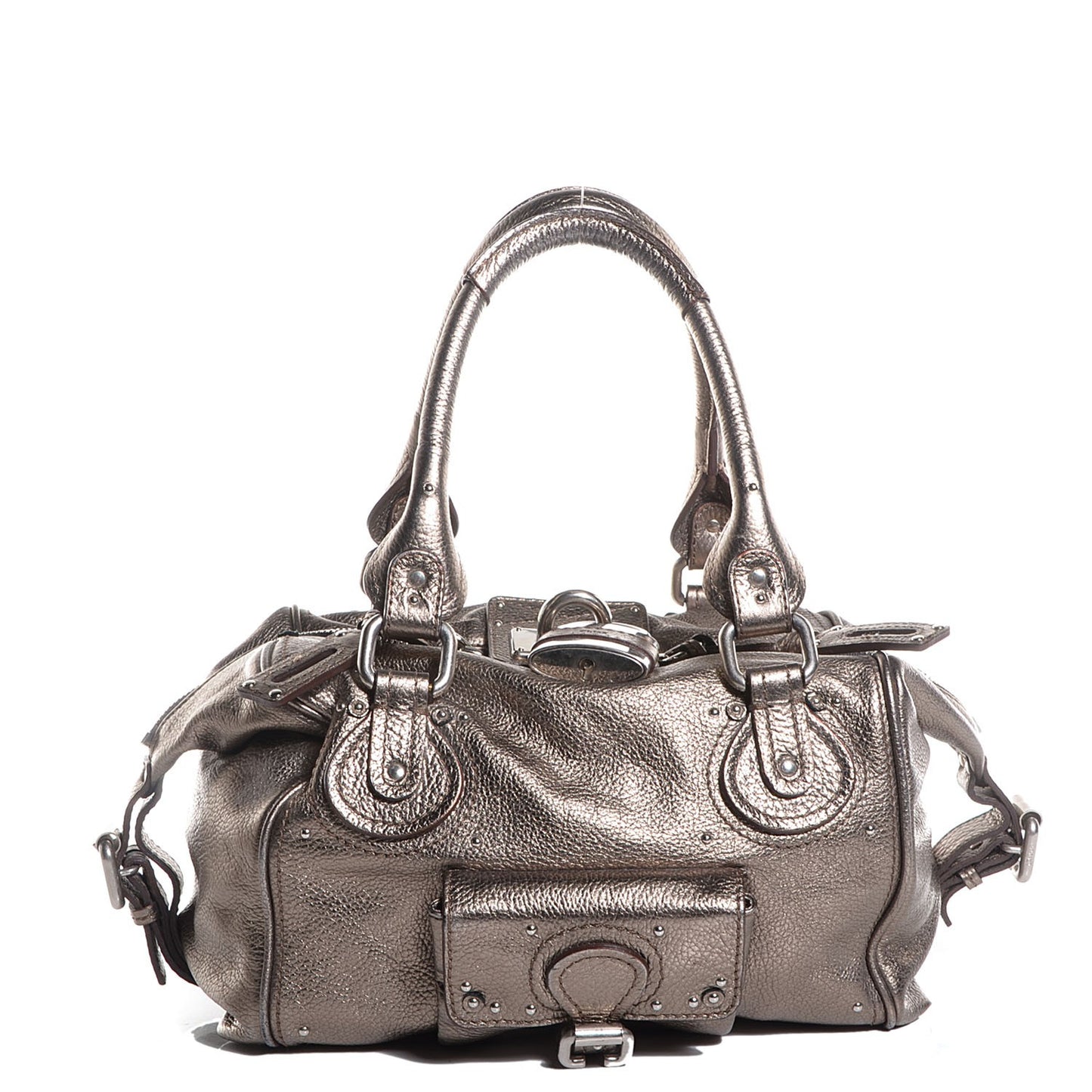 Leather Small Paddington Front Pocket Tote Acier