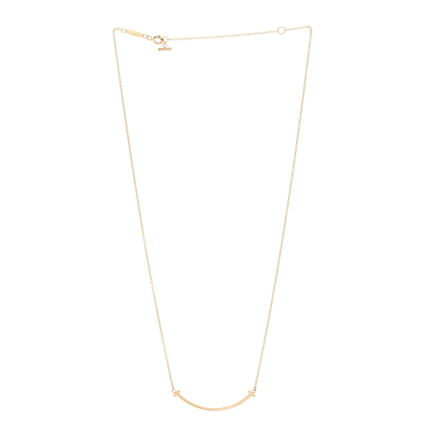 18K Yellow Gold Small T Smile Pendant Necklace