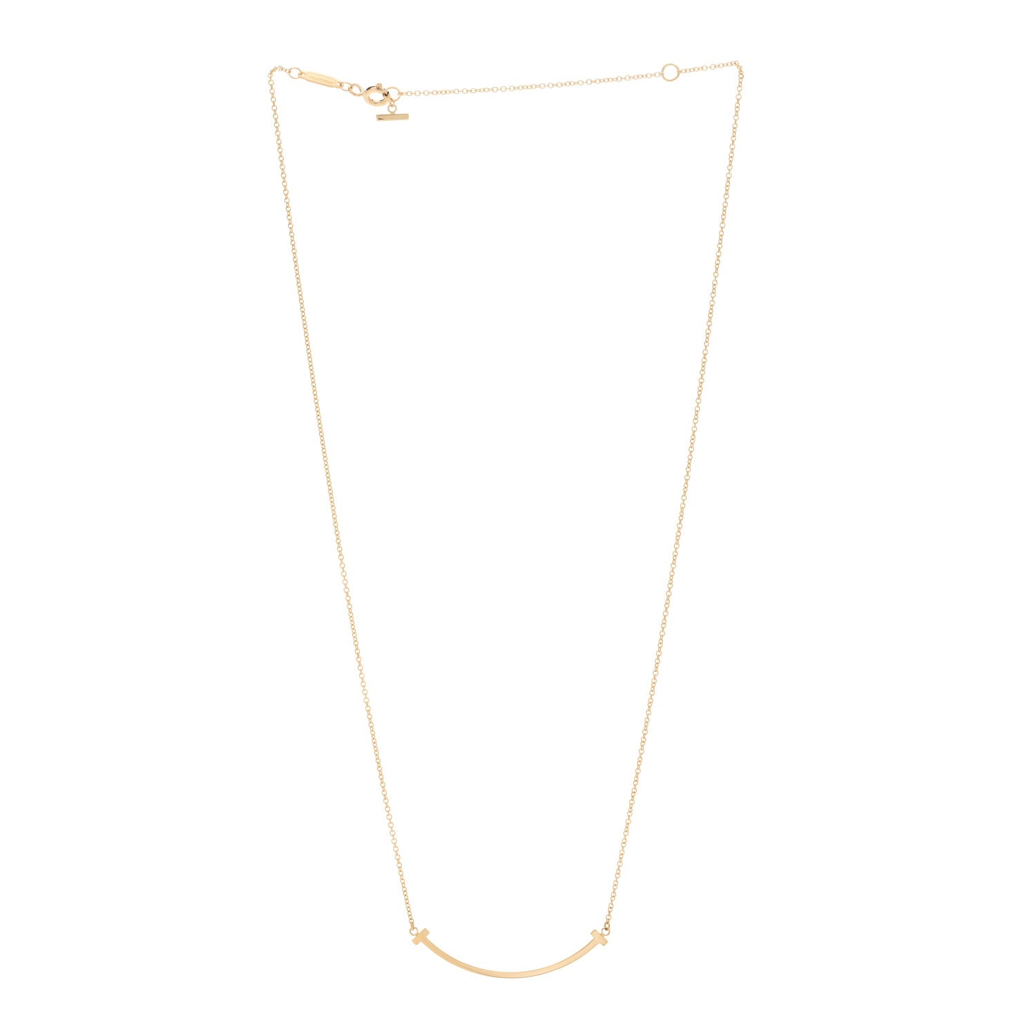 Tiffany 18K Yellow Gold Small T Smile Pendant Necklace 2 of 5