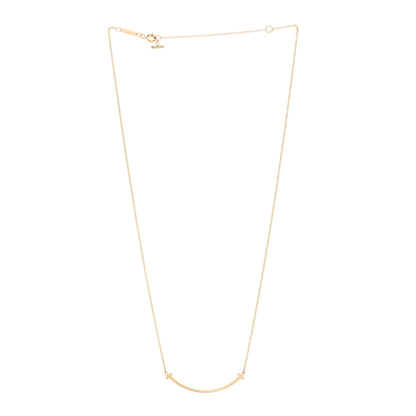 Tiffany 18K Yellow Gold Small T Smile Pendant Necklace 2 of 5