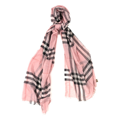 Burberry Silk Wool Gauze Giant Check Scarf Ash Rose 1 of 3
